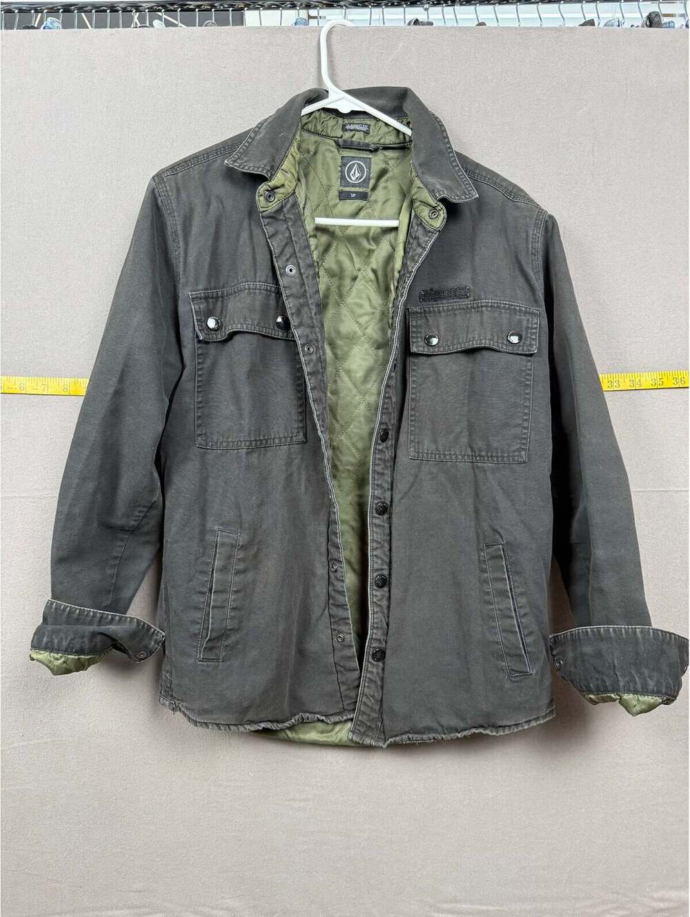 Volcom Grambler Classic Fit Lined Workwear Jacket – Black / Olive – Size Small